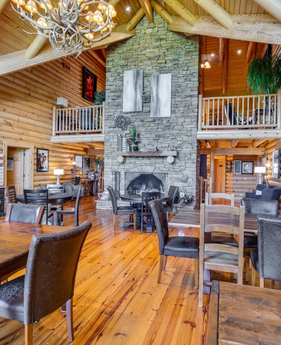 amenities fireplace in main lodge